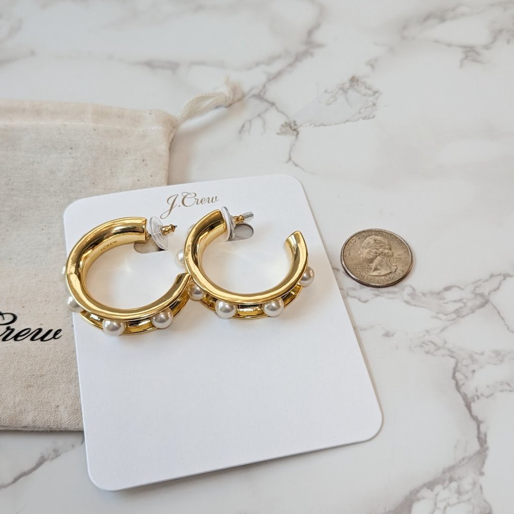 J.Crew Pearl-studded Hoop Earrings - Picture 8 of 8